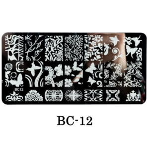 Placa de carimbo Nail Art Flores e Borboletas BC 12