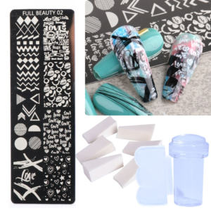 KIT Placa e carimbo Nail Art Temas FB 02